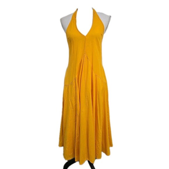 Free People Holding On Convertible Maxi Dress Cotton Linen Yellow Women’s Sz XS - Picture 2 of 10